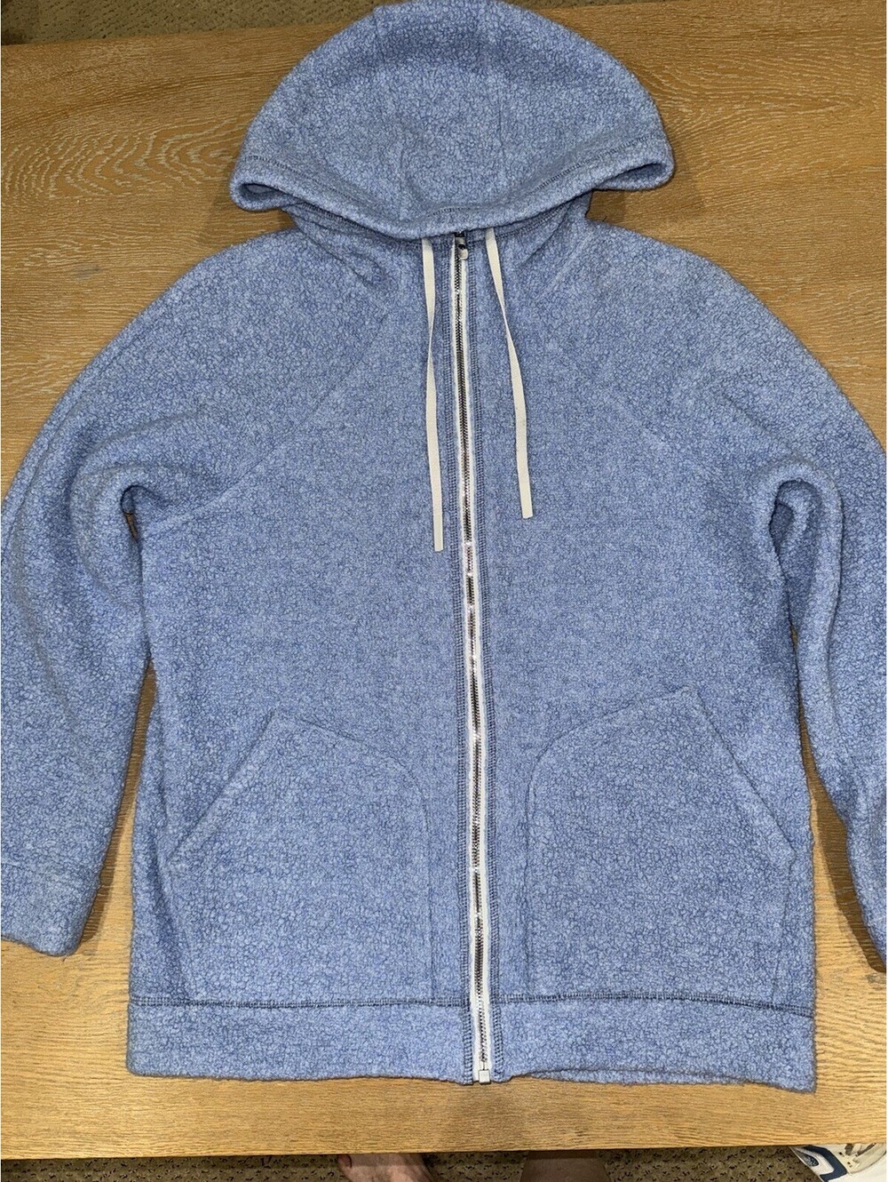 Lululemon So Sherpa Fleece Jacket Size 6 Blue Wool Soft Cozy Hooded Full Zip